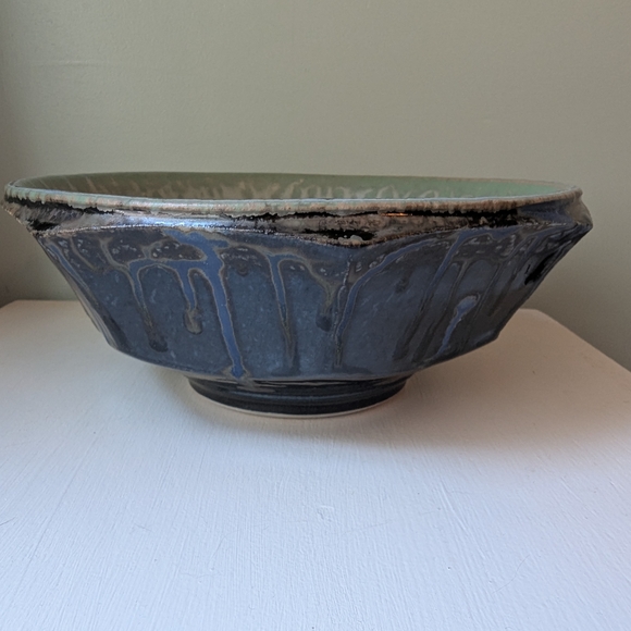 Richard Aerni Studio Art Pottery Bowl Aqua Blue Green Signed - Picture 6 of 11